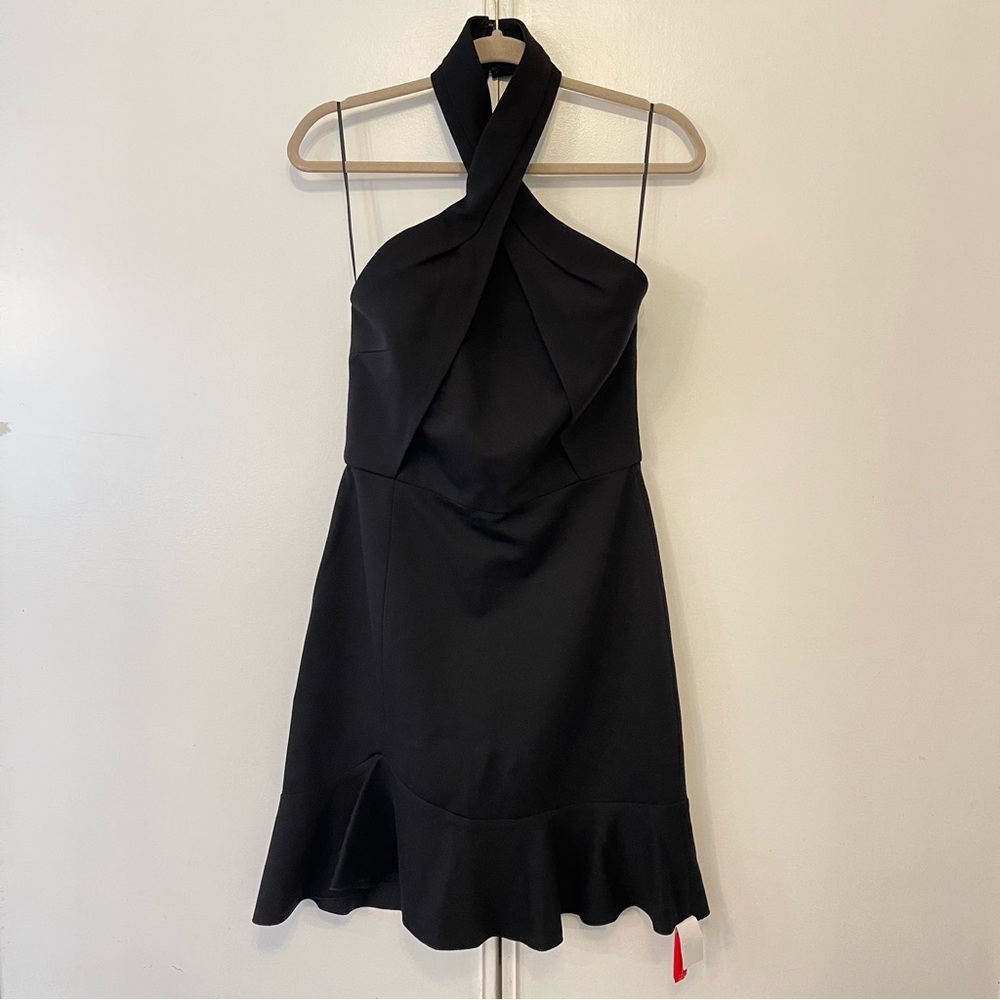 n/nicholas slinky black dress. With crossover halter neck.size 10